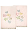 Linum Home Turkish Cotton Mariposa Embellished 2-pc. Hand Towel Set In Blush