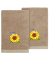 Linum Home Turkish Cotton Girasol Embellished 2-pc. Fingertip Towel Set In Cocoa