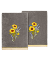 Linum Home Textiles Turkish Cotton Girasol Embellished Bath Towel Set, 2 Piece In Charcoal