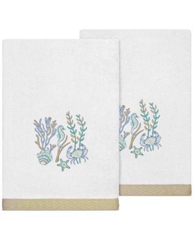 Linum Home Turkish Cotton Aaron Embellished 2-pc. Bath Towel Set In Silver