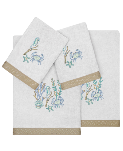 Linum Home Textiles Turkish Cotton Aaron Embellished Towel Set, 4 Piece In Silver