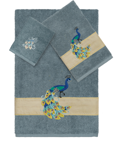 Linum Home Turkish Cotton Penelope Embellished 3-pc. Bath Towel Set In Teal