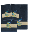 Linum Home Turkish Cotton Penelope Embellished 4-pc. Bath Towel Set In Navy