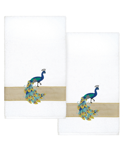 Linum Home Turkish Cotton Penelope Embellished 2-pc. Bath Towel Set In White