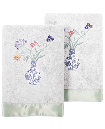 Linum Home Textiles Turkish Cotton Stella Embellished Bath Towel Set, 2 Piece Bedding In Silver