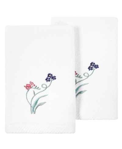 Linum Home Turkish Cotton Stella Embellished 2-pc. Fingertip Towel Set In White