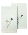 Linum Home Turkish Cotton Stella Embellished 2-pc. Fingertip Towel Set In Aqua