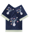 Linum Home Textiles Turkish Cotton Stella Embellished Towel Set, 3 Piece In Marine