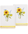Linum Home Textiles Turkish Cotton Girasol Embellished Hand Towel Set, 2 Piece In Silver