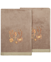 Linum Home Textiles Turkish Cotton Aaron Embellished Bath Towel Set, 2 Piece In Cocoa