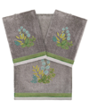 Linum Home Turkish Cotton Botanica Embellished 3-pc. Bath Towel Set In Charcoal