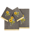 Linum Home Textiles Turkish Cotton Girasol Embellished Towel Set, 4 Piece In Charcoal