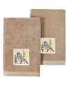 Linum Home Turkish Cotton Belinda Embellished 2-pc. Fingertip Towel Set In Cocoa