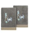 Linum Home Turkish Cotton Aaron Embellished 2-pc. Hand Towel Set In Charcoal