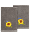 Linum Home Turkish Cotton Girasol Embellished 2-pc. Fingertip Towel Set In Charcoal