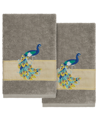 Linum Home Turkish Cotton Penelope Embellished 2-pc. Hand Towel Set In Dark Gray