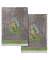 Linum Home Turkish Cotton Botanica Embellished 2-pc. Hand Towel Set In Charcoal