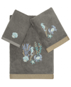 Linum Home Textiles Turkish Cotton Aaron Embellished Towel Set, 3 Piece In Charcoal