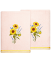 Linum Home Textiles Turkish Cotton Girasol Embellished Bath Towel Set, 2 Piece In Blush