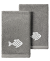 Linum Home Turkish Cotton Figi Embellished 2-pc. Fingertip Towel Set In Charcoal