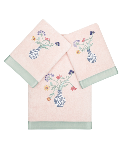 Linum Home Turkish Cotton Stella Embellished 3-pc. Bath Towel Set In Blush