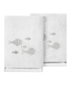 Linum Home Textiles Turkish Cotton Figi Embellished Hand Towel Set, 2 Piece In Silver