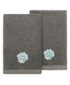 Linum Home Turkish Cotton Aaron Embellished 2-pc. Fingertip Towel Set In Charcoal