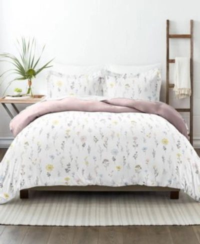 Ienjoy Home Home Collection Premium Ultra Soft Wild Flower Pattern Reversible Duvet Cover Set Collection Bedding In Navy