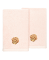 Linum Home Textiles Turkish Cotton Aaron Embellished Fingertip Towel Set, 2 Piece In Blush