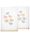 Linum Home Turkish Cotton Mariposa Embellished 2-pc. Hand Towel Set In White
