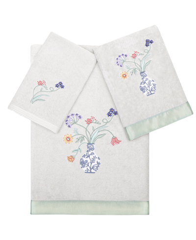 Linum Home Textiles Turkish Cotton Stella Embellished Towel Set, 3 Piece In Silver