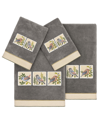 Linum Home Textiles Turkish Cotton Belinda Embellished Towel Set, 4 Piece In Charcoal
