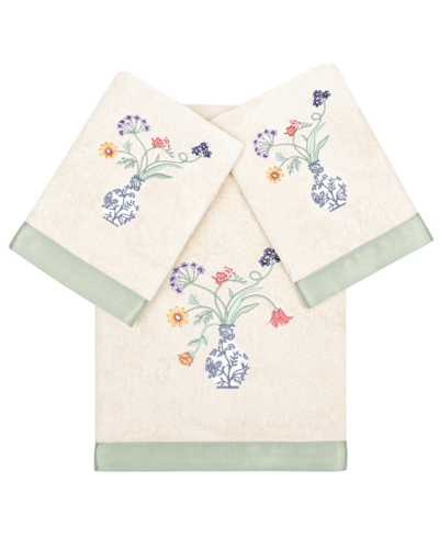 Linum Home Turkish Cotton Stella Embellished 3-pc. Bath Towel Set In Beige