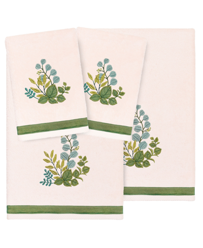 Linum Home Textiles Turkish Cotton Botanica Embellished Towel Set, 4 Piece In Blush