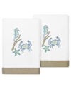 Linum Home Turkish Cotton Aaron Embellished 2-pc. Hand Towel Set In White