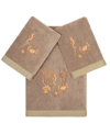 Linum Home Textiles Turkish Cotton Aaron Embellished Towel Set, 3 Piece In Cocoa