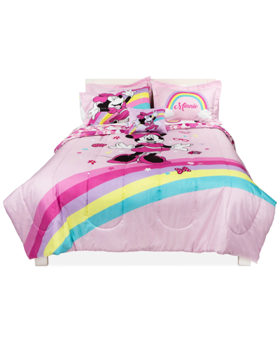 Disney Minnie Mouse Rainbow Stripe 8-pc. Full Comforter Set Bedding In Multi