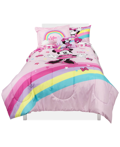 Disney Minnie Mouse Rainbow Stripe 6-pc. Twin Comforter Set Bedding In Multi