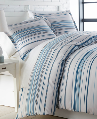 Southshore Fine Linens Stripe 3 Piece Comforter And Sham Set, Twin In Blue