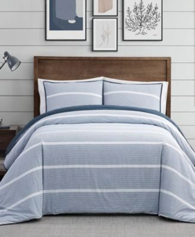 Brooklyn Loom Niari Yarn Dye Stripe Duvet Cover Sets Bedding In Blue