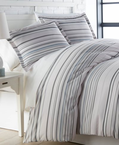 Southshore Fine Linens Stripe 3 Piece Comforter And Sham Set, Twin In Gray
