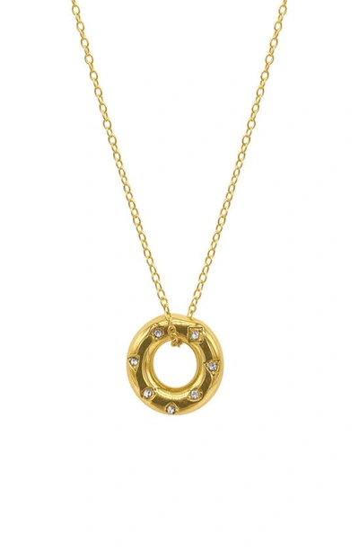 Adornia 14k Yellow Gold Vermeil Cz Circle Pendant Necklace