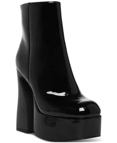 Madden Girl Women's Kourt Sculpted-heel Platform Booties In Black Patent