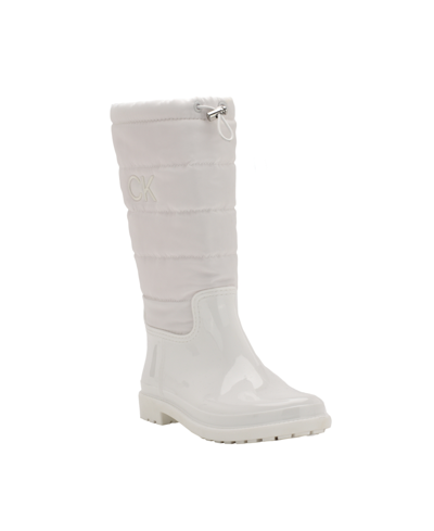 Calvin Klein Women's Siston Pull-on Lug Sole Logo Cold Weather Rain Boots In White