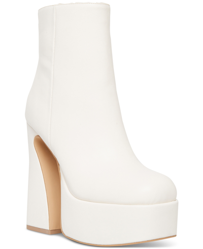 Madden Girl Women's Kourt Sculpted-heel Platform Booties In White Smooth