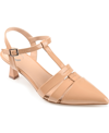 Journee Collection Women's Jazlynn T Strap Kitten Heel Dress Pumps In Tan