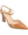 Journee Collection Womens Nixey Croco Texture Buckle Pointed Toe Pumps In Tan