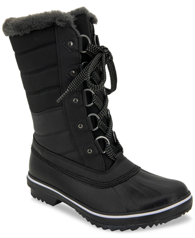 Jbu Women's Siberia Waterproof Lace-up Quilted Cold-weather Boots In Black
