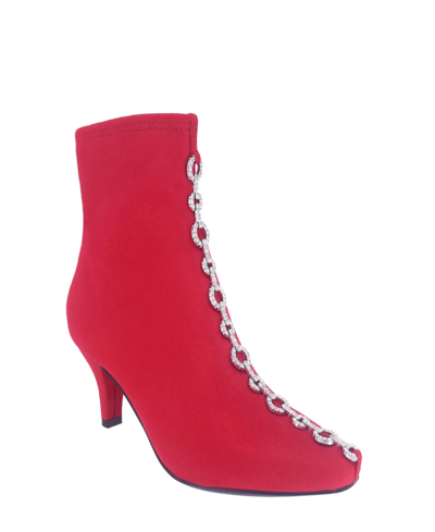 Impo Women's Naja Chain I Stretch Ankle Bootie With Memory Foam Women's Shoes In Classic Red