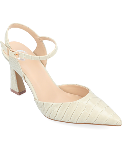 Journee Collection Nixey Croc Embossed Pump In Beige